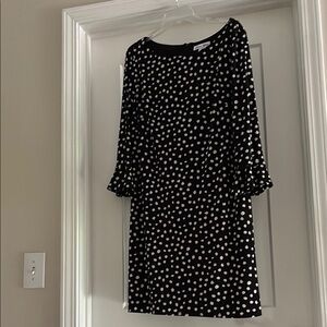 Black and White Sheath Dress with Bell Sleeves